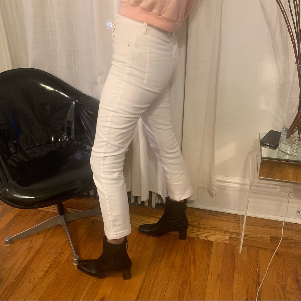 J. Crew White Billie Demi Boot Crop Jeans Kick-flare Denim Pants Size 27 EUC - Picture 7 of 16